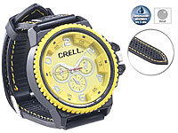 Crell Armbanduhr im Chronographen-Look, Metallgehäuse, Silikonarmband, gelb; Quarzuhren 