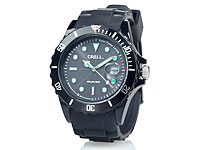 Crell SOLAR-betriebene Quarz-Uhr mit Silikonarmband, schwarz; Silikon-Armbanduhren Silikon-Armbanduhren Silikon-Armbanduhren