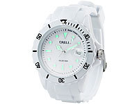 Crell SOLAR-betriebene Quarz-Uhr mit Silikonarmband, strahlend-weiß; Unisex-Silikon-Armbanduhren 