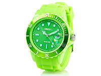 Crell SOLAR-betriebene Quarz-Uhr mit Silikonarmband, peppig-grün; Unisex-Silikon-Armbanduhren 