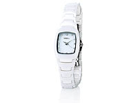 Crell Damenuhr mit hochwertigem Keramik-Armband, weiß; Unisex-Silikon-Armbanduhren 