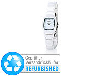 Crell Damenuhr mit hochwertigem Keramik-Armband, weiß (Versandrückläufer); Unisex-Silikon-Armbanduhren 