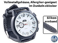 Crell Armbanduhr im Chronographen-Look, Metallgehäuse, Silikonarmband, weiß; Quarzuhren 