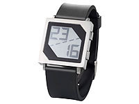 Crell Wasserdichte E-Ink-Uhr aus Edelstahl mit Silikonarmband (3 atm); Unisex-Silikon-Armbanduhren 