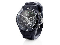Crell Multifunktions-Uhr mit Silikon-Armband, Klassisch schwarz
